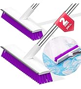 JIGA 2 Pack Floor Scrub Brush with Long Handle, 2 in 1 Scrape Brush Stiff Bristle Brush Scrubber,...