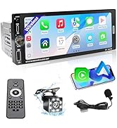 6.9 in Wireless Carplay Single Din Car Stereo, HD IPS Touchscreen Car Radio, Car Stereo with Blue...