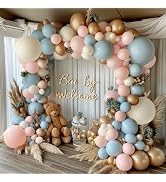 Gender Reveal Balloon Arch Kit, Dusty Pink and Blue Balloons Chrome Gold Sand White Balloons for ...
