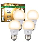 Qualilux A15 Small Dusk to Dawn Light Bulbs Outdoor 450LM, Warm White, 5W=40W, Auto On/Off Non-Di...