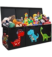 Mabahoo Extra Large Toy Box Chest, Collapsible Storage Organizer with Lids, Sturdy Dinosaur Toybo...