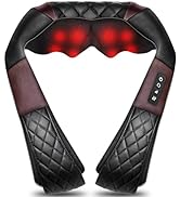 WOQQW Neck Massager with Heat, Shiatsu Back Neck and Shoulder Massager, Deep Tissue 4D Kneading M...