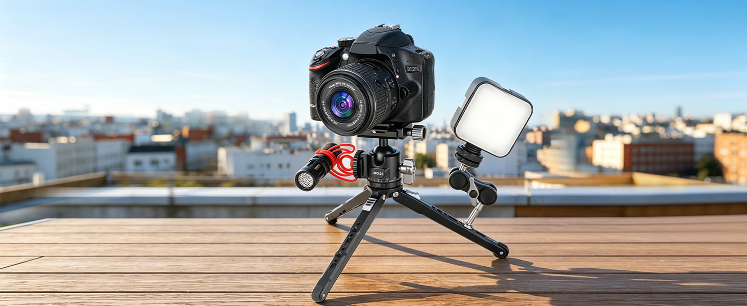 Koolehaoda Mini Tripod for Camera, 3-in-1 Selfie Stick Tripod with Extension Pole &amp;amp; Phone Holder