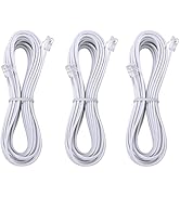 LanSenSu 6-Feet Telephone landline Extension Cord Cable Cord with Standard RJ-11 6P4C Plug (White...