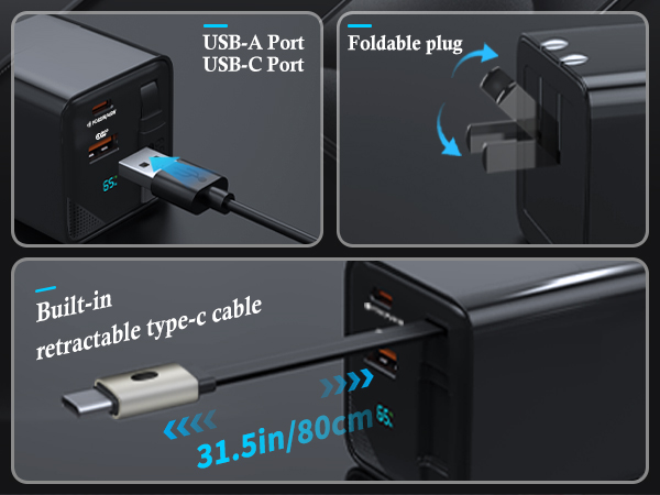 retractable charger usb c