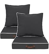 Enipate Outdoor Deep Seat Cushion Set of 2, Weather Resistant Patio Furniture Cushions with Zippe...
