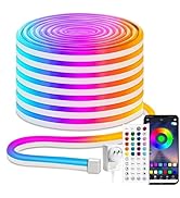 iNextStation 32.8FT RGB Neon LED Strip Lights, 24V Waterproof Silicone Rope Light, Music Sync, Co...