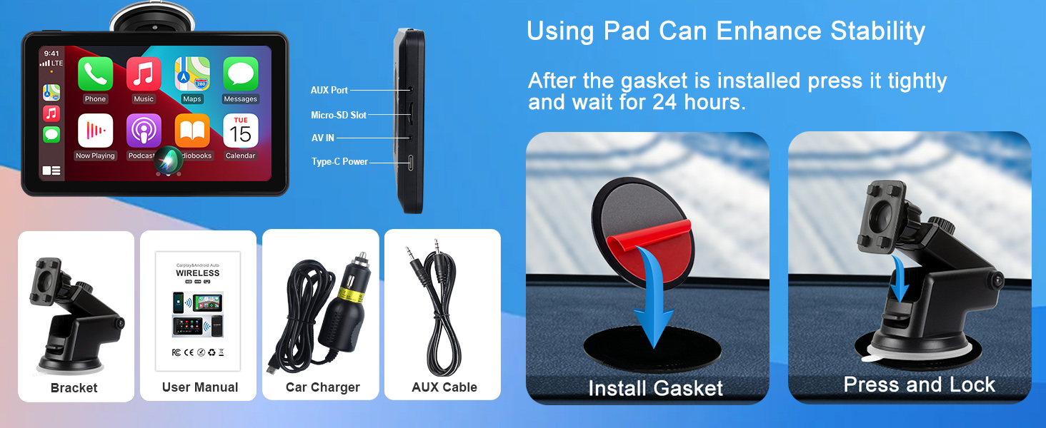 7 inch touch screen wireless carplay