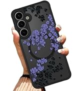 OOK Case Fit for Samsung Galaxy S25 6.2 Inch (Compatible with MagSafe) Purple Floral Flowers Desi...