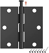 HOSOM 12 Pack 3.5" x 3.5" Black Square Door Hinges, Matte Black Interior Door Hinge for Bedroom B...