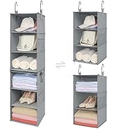 TOPIA HOME 6-Shelf Hanging Closet Organizer, Two Separable 3-Tier Heavy Duty Closet Organizer, Ha...