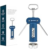 KITCHENDAO Luxury 3 in 1 Wine Opener with Foil Cutter, Beer Bottle Opener, Sturdy Zinc Alloy Wing...
