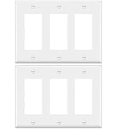 Decorator Light Switch or Receptacle Outlet Wall Plate,Smooth Face, White,3-Gang Standard Size 4....