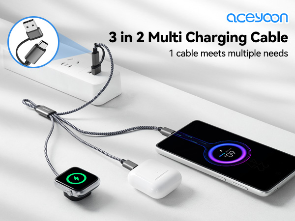 3 in 2 Multi Charging Cable