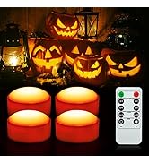 Litake Halloween Pumpkin Lights with Remote &amp; Timer, Flickering LED Jack-O-Lantern Lights for Ind...