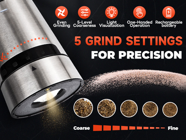 rechargeable salt and pepper grinder set