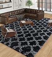 Dssimo Black Large Rugs 8x10 Area Rugs for Living Room, Plush Fluffy Gray Carpets for Bedroom