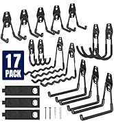 CRELYSTER 17 Pack Garage Hooks, Garage Wall Hooks with 3 Extension Cord Straps, Garage Heavy Duty...