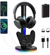 Controller Charger with RGB Headphone Stand &amp; 6660mWh Battery for Xbox Series X|S/Elite 2/One/One...