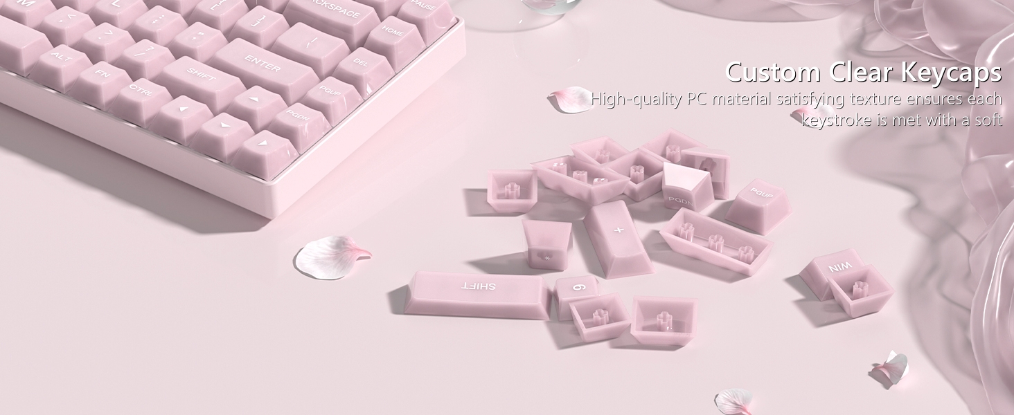 Keyboard Keycaps Jelly, Clear Cute Keycaps, Transparent Pink Custom Key Cap