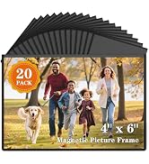 NOBEFY 20 Pack Magnetic Picture Frames for Refrigerator,4x6 Inch,Black | Magnetic Photo Frames Re...