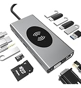 15-in-1 USB-C Docking Station with 4K HDMI, Wireless Phone Charger, for MacBook Pro/Air, Dell, Le...