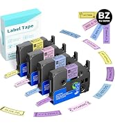 EazeID D210S H1100 D480BT P780BT E1000 Label Maker Refills, 12mm 0.47 Laminated BZ Label Tape, Ea...