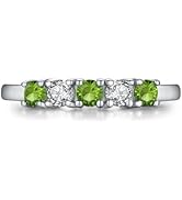 AILAAILA 5 Stone Birthstone Rings for Kids Teens Girls Women Size 2-9 Stainless Steel Birthday Mo...