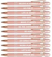 PASISIBICK 12 Pieces Rose Gold Inspirational Motivational Quotes Snarky Screen Touch Stylus Ballp...