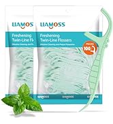 Twin Line Dental Floss Picks-Double Line Super Clean Flossers-200 Count LIAMOSS Shred Resistant M...
