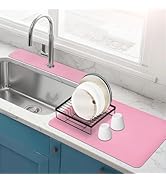Meetcolor 2PCS 12" x 19" Dish Drying Mat &amp; 24" x 5.5" Faucet Mat for Kitchen Sink, Super Absorben...
