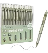 WY WENYUAN Retractable Ballpoint Pens 1.0mm Black Ink - Quick-Drying Lightweight Pens for Smooth ...