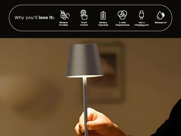 cordless lamp, battery operated lights, rechargeable lamp, cordless table lamp, small table lamp
