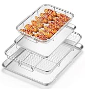 E-far 2 Set Air Fryer Basket for Oven, 16” x 12” &amp; 12.5” x 9.6” Stainless Steel Air Fryer Pan and...