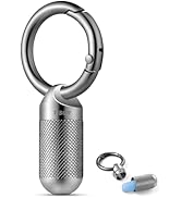 TISUR Titanium Keychain Pill Holder Small Metal Pill Case, Pill Organizer Portable Waterproof Pil...