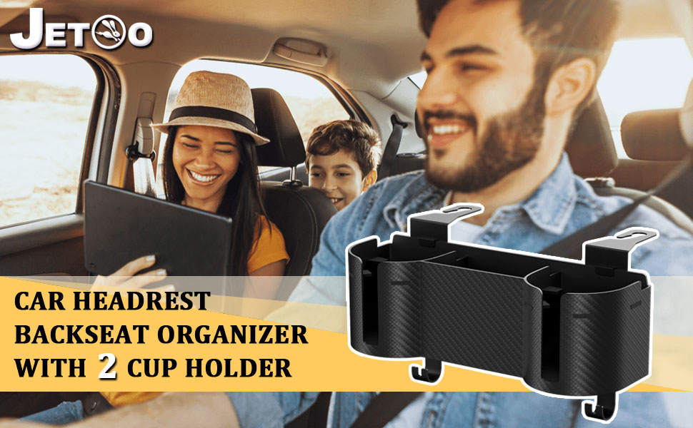 Car Headrest Backseat Cup Holder with Organizer