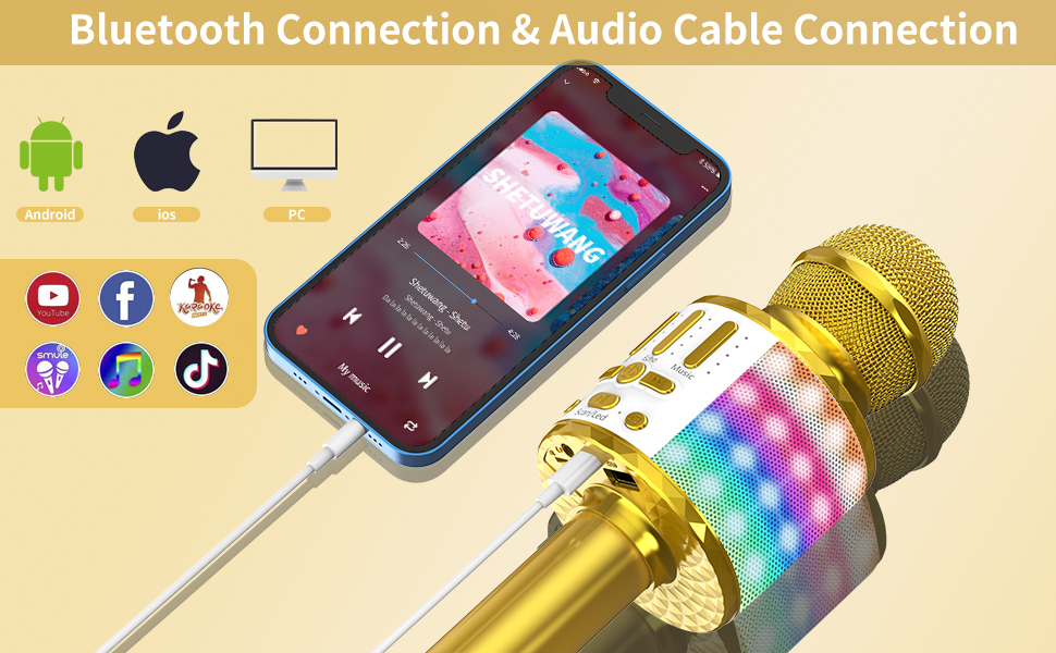 High Quality Sound Wireless Karaoke Microphone, Long Battery Life Portable Speaker for Party