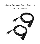 2-Pack 2 Prong Extension Power Cord 10ft,US Male/Female Power Cable for NEMA 5-15P to NEMA 5-15R(...