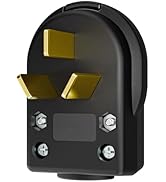 Nema 10-50P Plug 50 Amp 125/250 Volt Angle Plug, 3 Pole 3 Wire Grounding Straight Blade Plug for ...