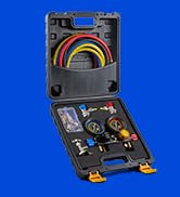 Orion Motor Tech 4 Way AC Gauge Set for R410a R22 R134a Refrigerant, 4 Valve Automotive AC Manifo...