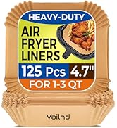 Small Air Fryer Liners Disposable, 2 QT Parchment Paper for COSORI 2.1 Qt Air Fryer, 125PCS 4.7 I...