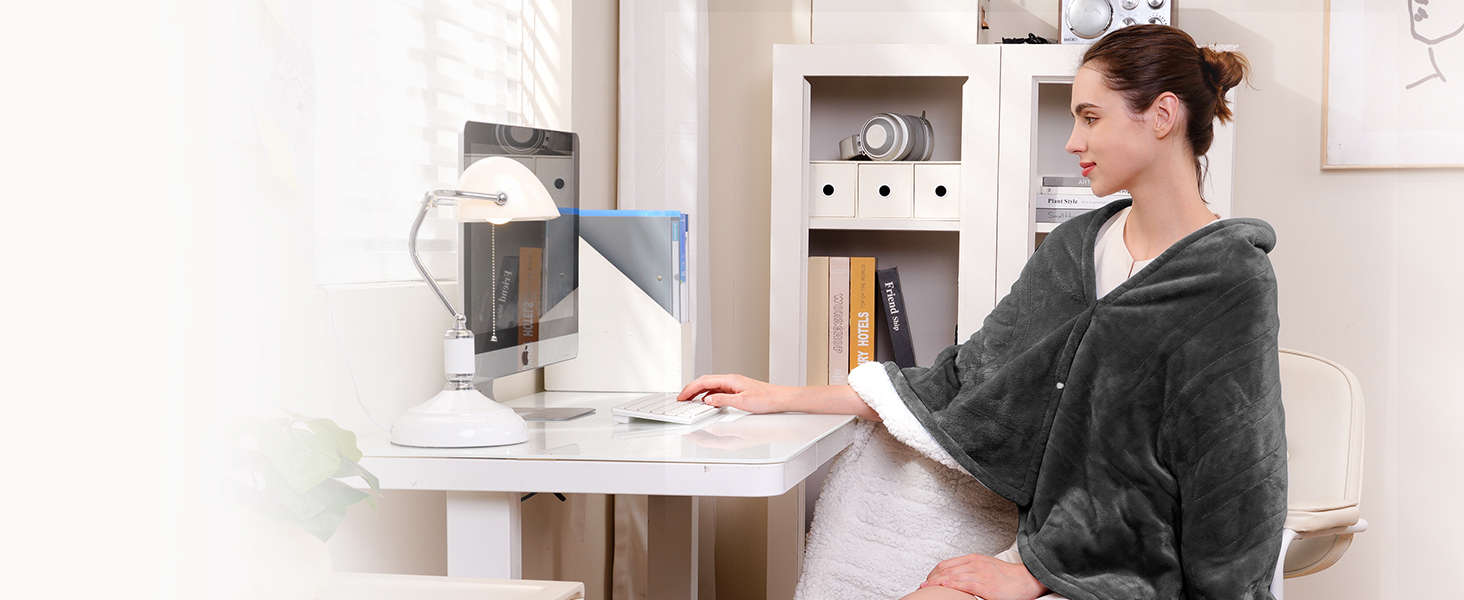 Wear the heated throw at office