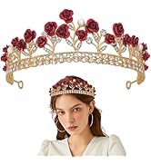 Gold Rose Crown Headband Rose Princess Tiara Crown Princess Crown Tiaras Rhinestone Crystal Tiara...
