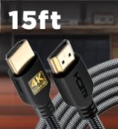 PowerBear 4K HDMI Cable 15 ft | High Speed, Braided Nylon &amp; Gold Connectors, 4K @ 60Hz, Ultra HD,...