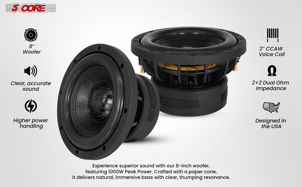 8 Inch Subwoofer, 8 Inch Subwoofer Speaker, Speaker 1000W Max, Car Bass Sub Woofer