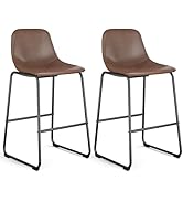 Rfiver 30 Inch Bar Height Stools Set of 2, Modern Faux Leather Counter Stools with Back, Armless ...