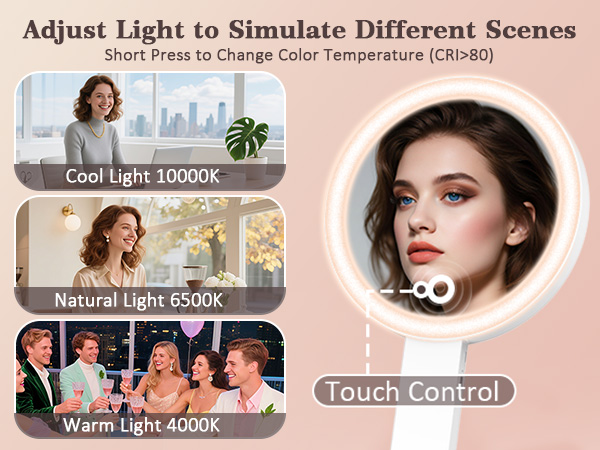 travel magnifying mirror with light