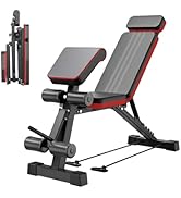 FURFAST Adjustable Weight Bench with Leg Extension, Preacher Curl Pad and Extended Headrest, 770L...