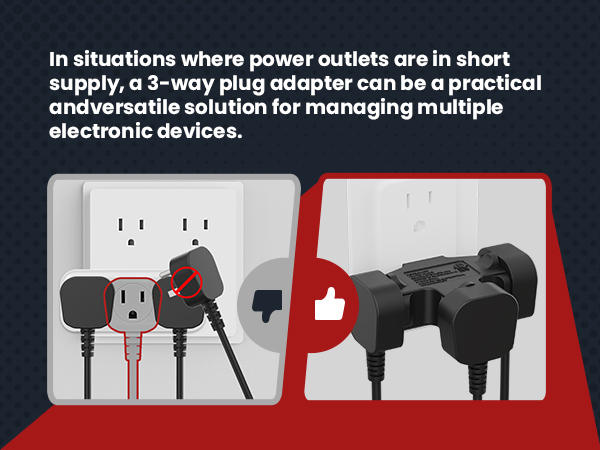 3 way plug adapter 3 plug wall adapter three prong outlet adapter