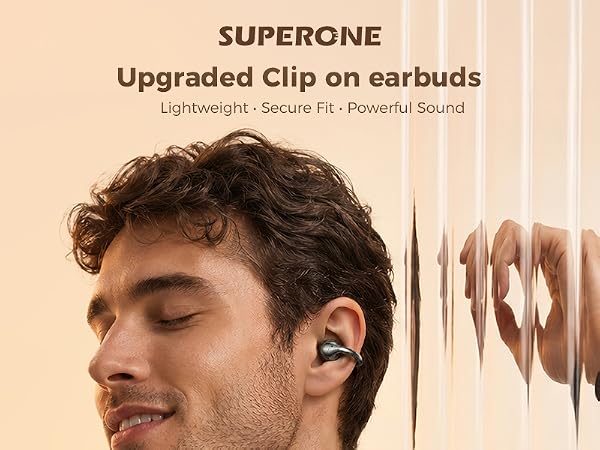 Upgraded Clip on earbuds Lightweight • Secure Fit • Powerful Sound